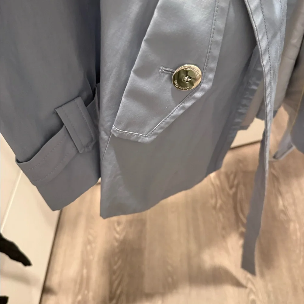 Calvin Klein Light Gray Double-Breasted Trench Coat - Picture 9 of 12